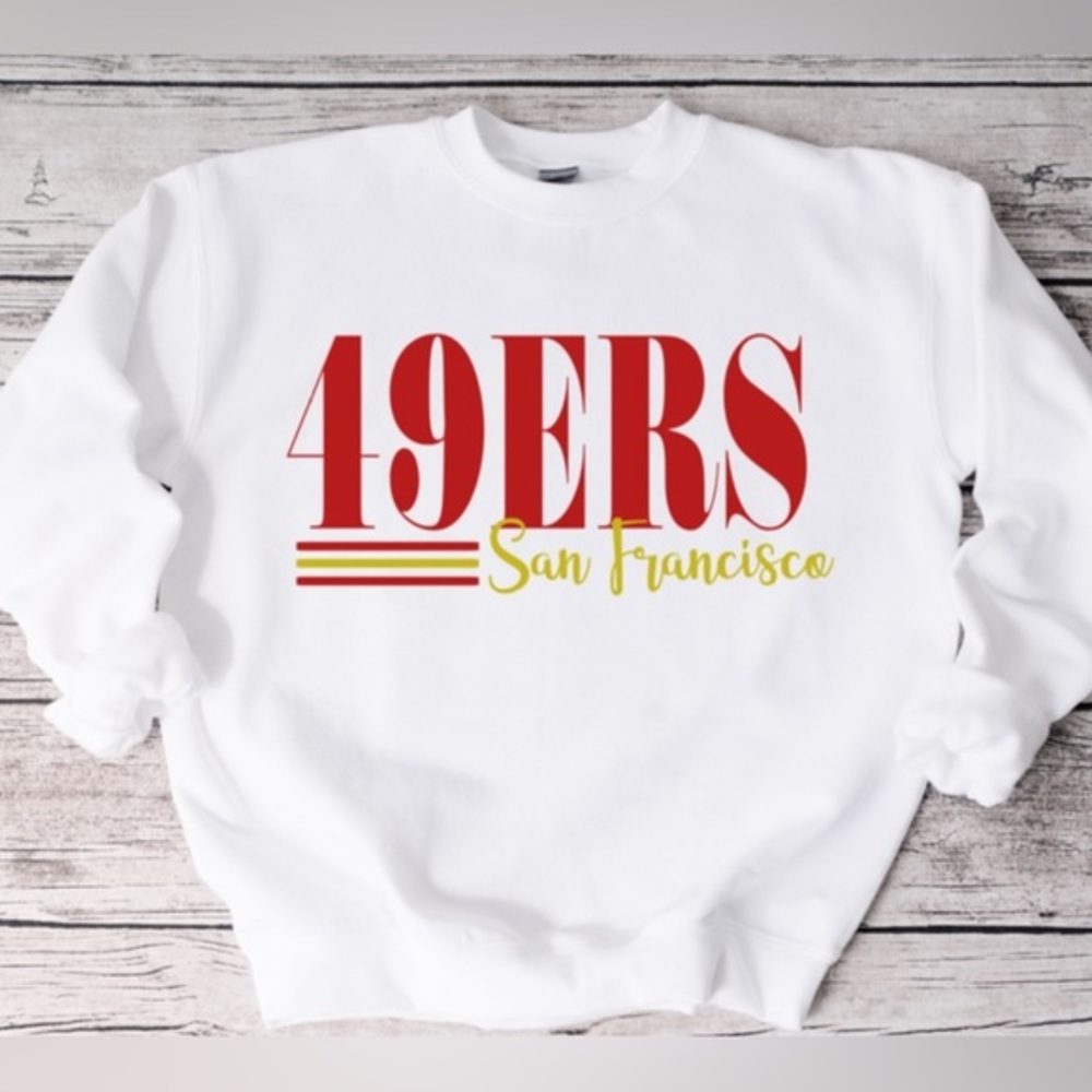49ers striped crewneck